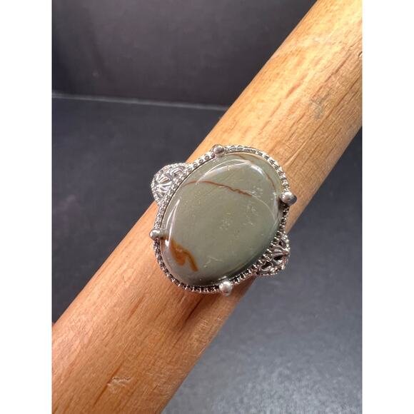 NEW Venus Jasper ring in platinum over brass size 10 - Picture 4 of 15